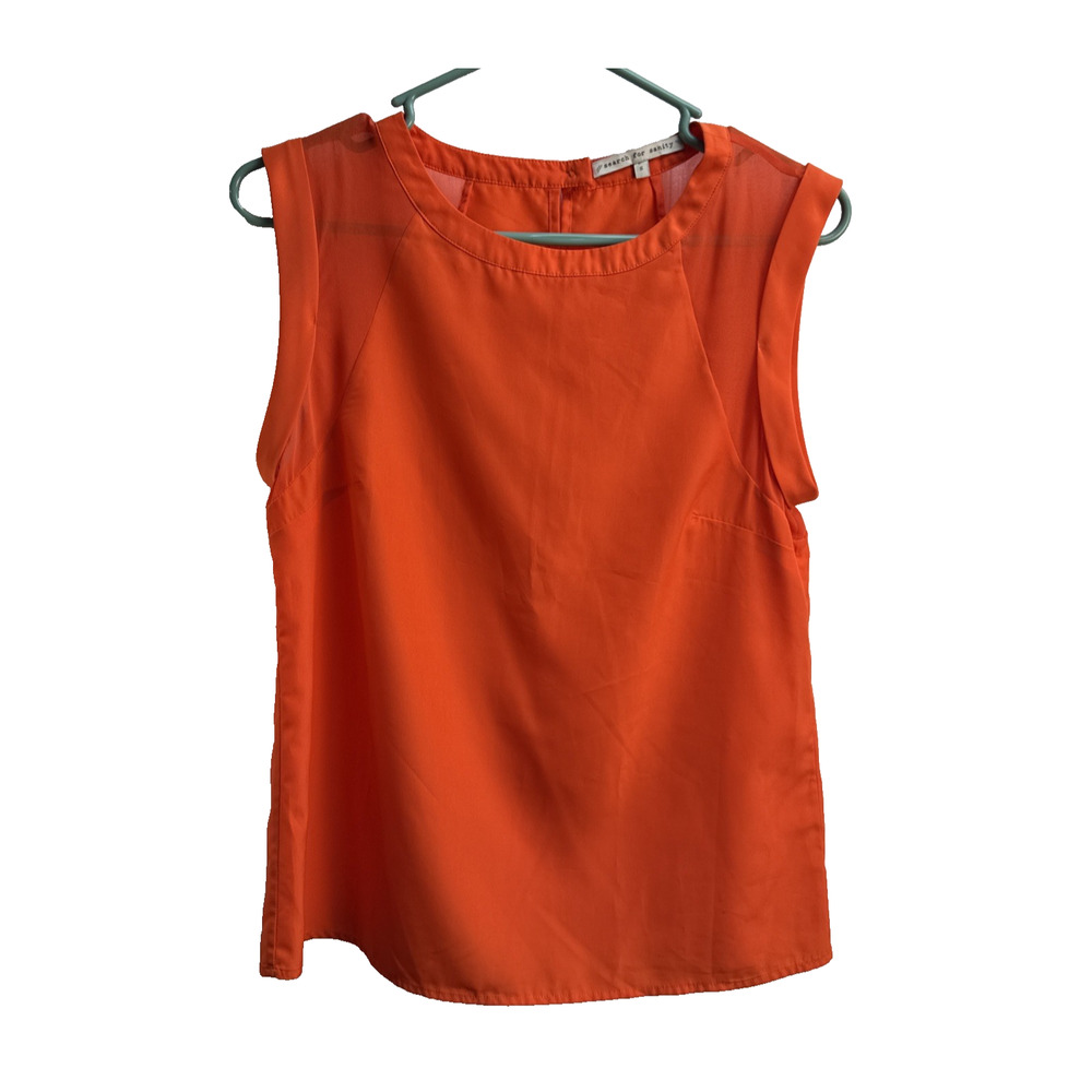 SEARCH‎ FOR SANITY Women's Orange Sleeveless Lightweight Blouse Size Small EUC